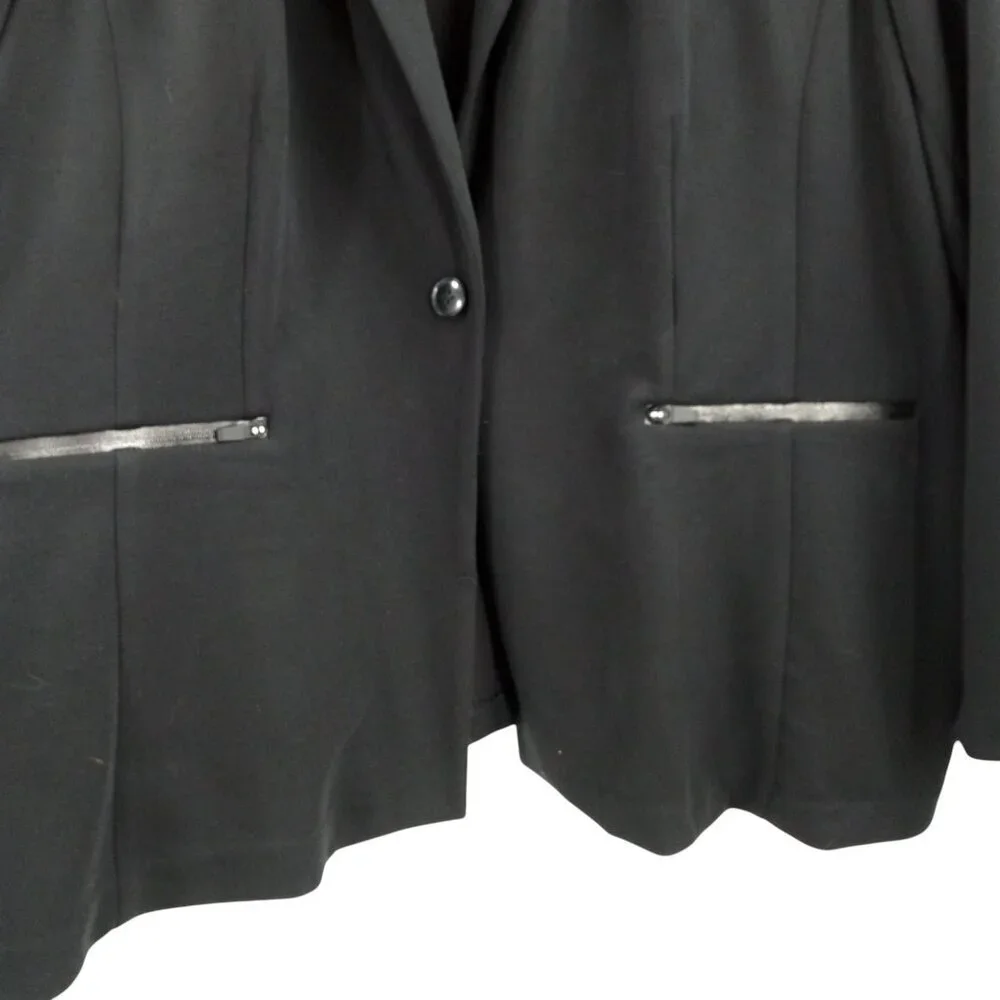 Lane Bryant Black Knit One Button Blazer Size 28 Stretch Career Business New NWT